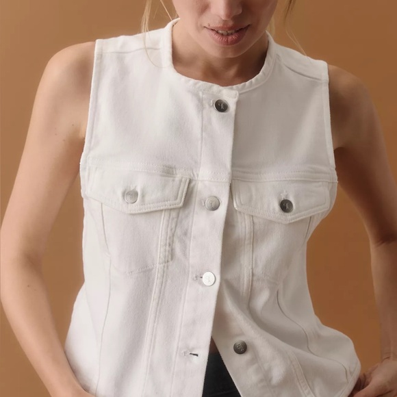 Anthropologie Pilcro Collarless Denim Vest XL - Picture 8 of 11